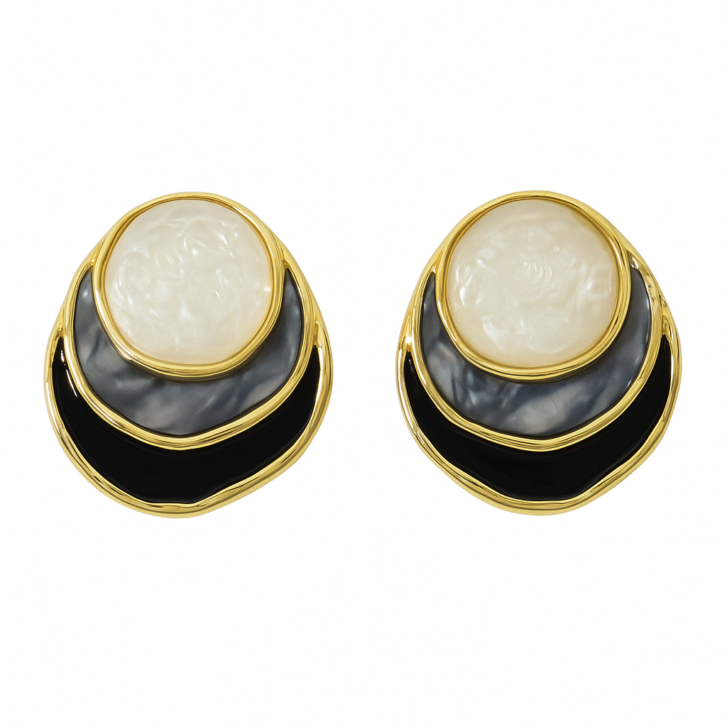Boucles d'oreilles en anneaux superposés peintes à la main sur l'océan