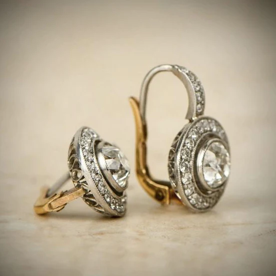 Boucles d'oreilles vintage en cristal doré et argenté
