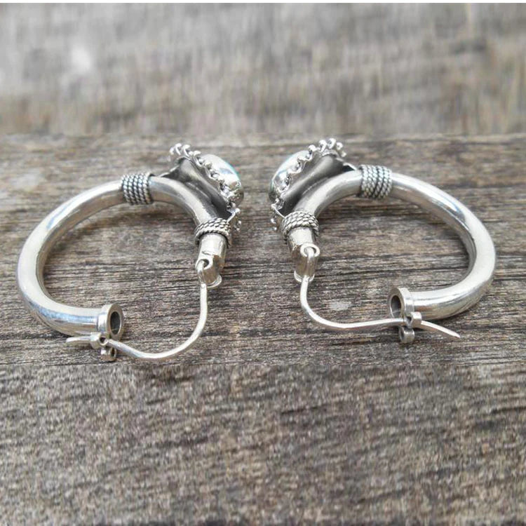 Boucles d'oreilles rétro en turquoise élégantes