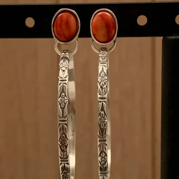 Boucles d'oreilles bohèmes en onyx vintage