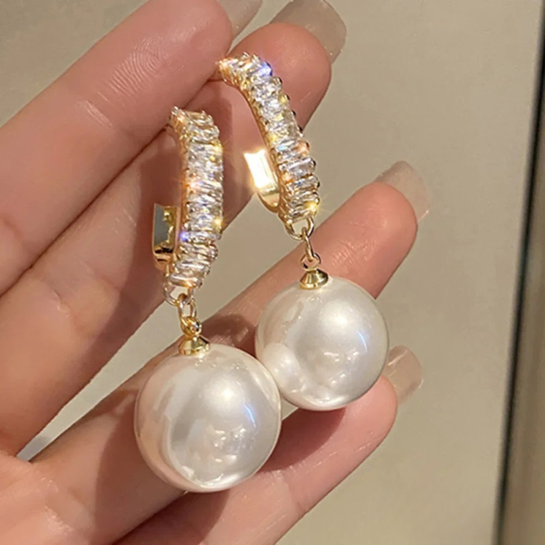 Boucles d'oreilles en perle chic et zircon pour un style élégant
