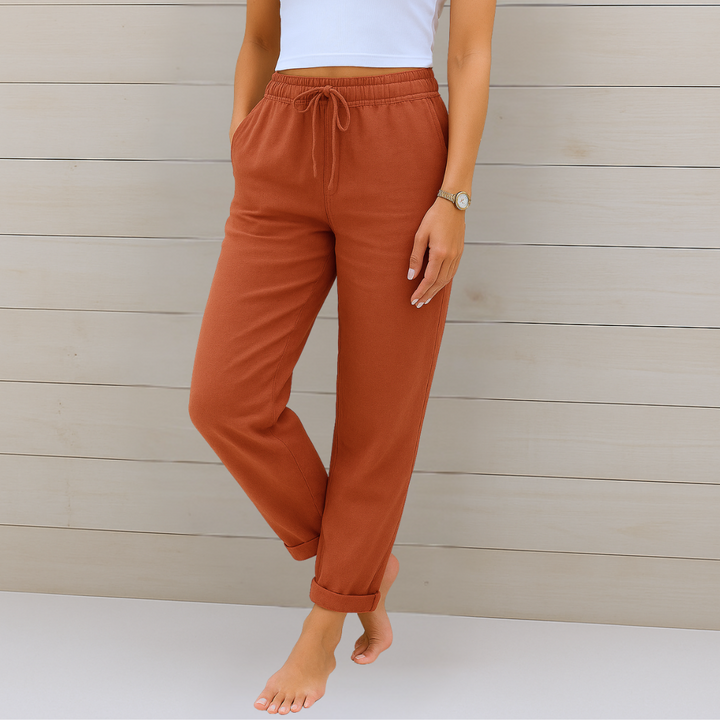 Maja - Pantalons Stretch en Lin Respirant Premium