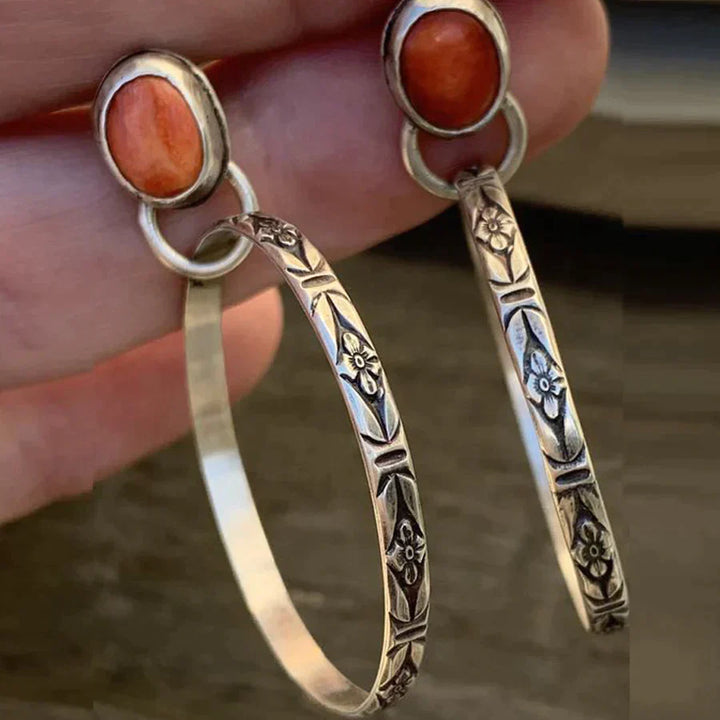 Boucles d'oreilles bohèmes en onyx vintage