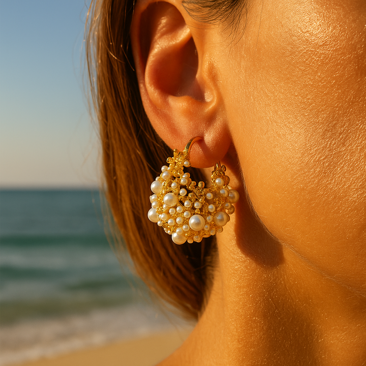 Zahara | Boucles d'oreilles Élégantes Mousse Dorée de l'Aube pour un Look Brillant