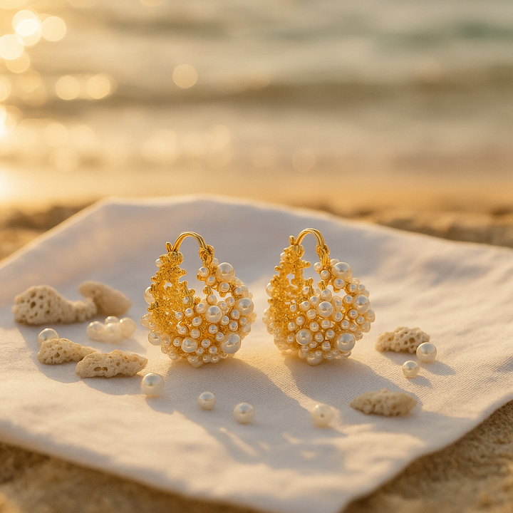 Zahara | Boucles d'oreilles Élégantes Mousse Dorée de l'Aube pour un Look Brillant