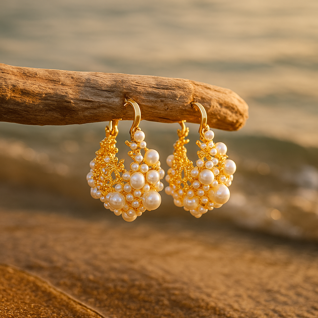Zahara | Boucles d'oreilles Élégantes Mousse Dorée de l'Aube pour un Look Brillant