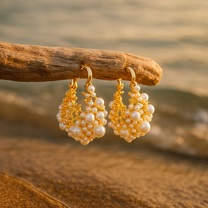 Zahara | Boucles d'oreilles Élégantes Mousse Dorée de l'Aube pour un Look Brillant