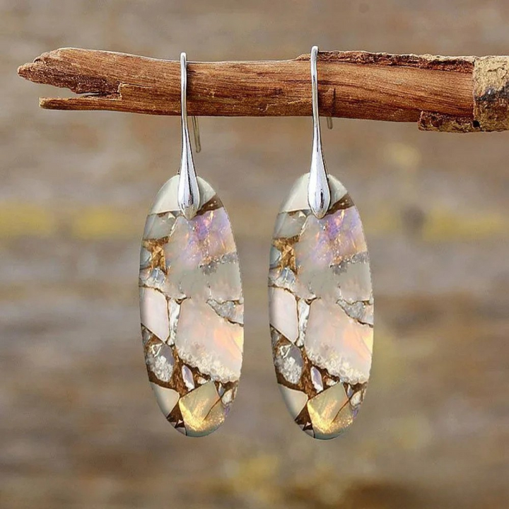 Boucles d'oreilles ovales en pierre vintage élégante