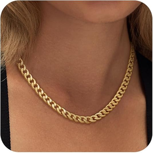 Collier Oversize en Métal Cubain à Maillons Grandes pour un Look Audacieux et Tendance