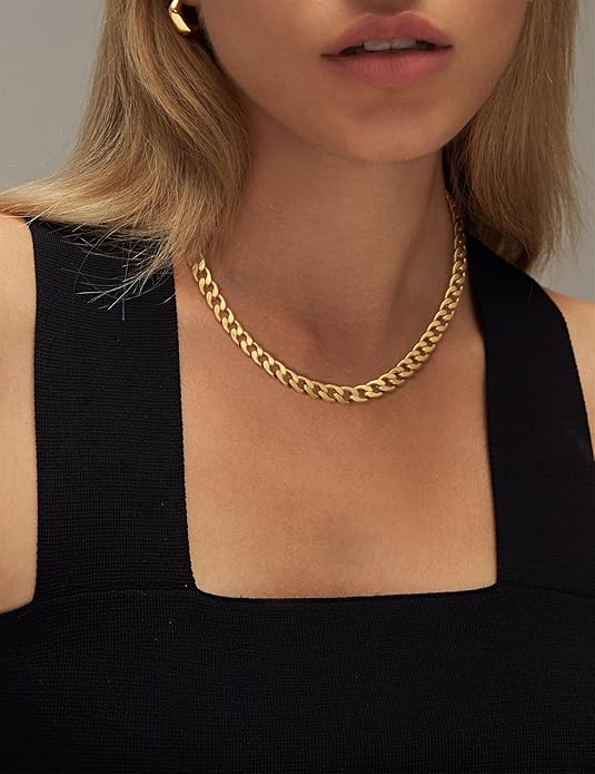 Collier Oversize en Métal Cubain à Maillons Grandes pour un Look Audacieux et Tendance
