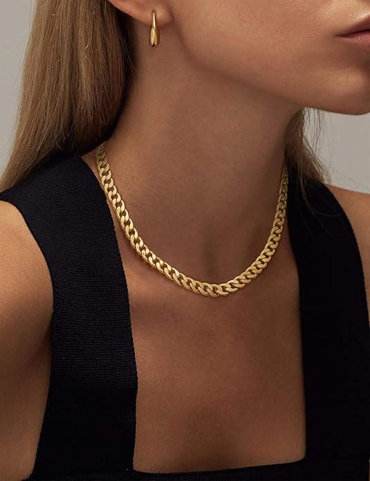 Collier Oversize en Métal Cubain à Maillons Grandes pour un Look Audacieux et Tendance