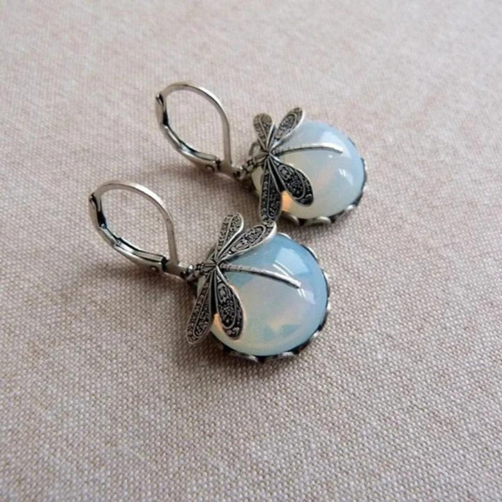 Boucles d'Oreilles Élégantes en Argent 925 avec Cristal Blanc en Forme de Libellule pour un Style Raffiné