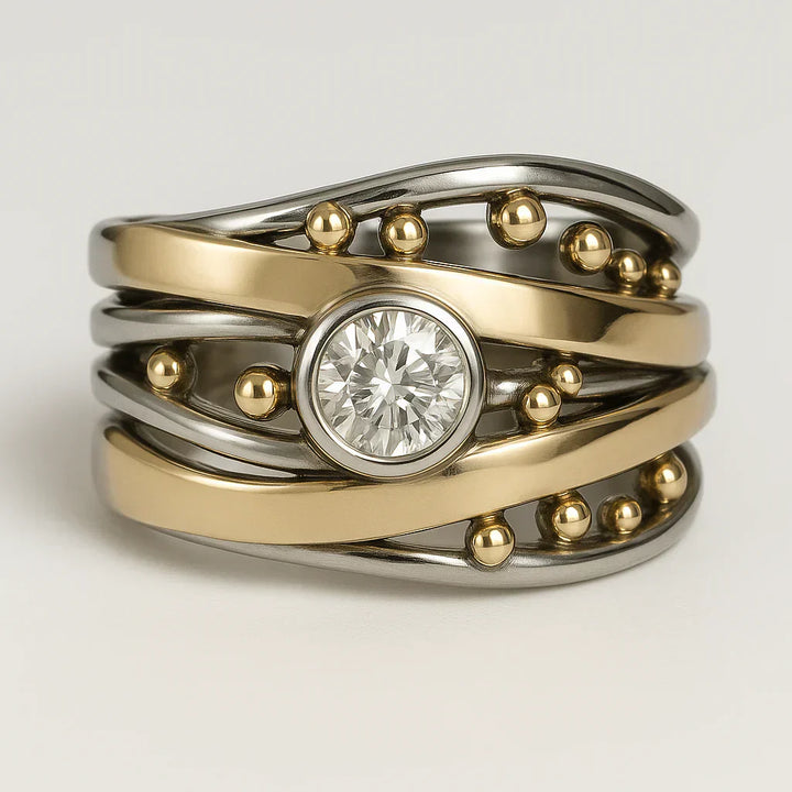 Royal - Bague en or vintage avec incrustation de zirconia