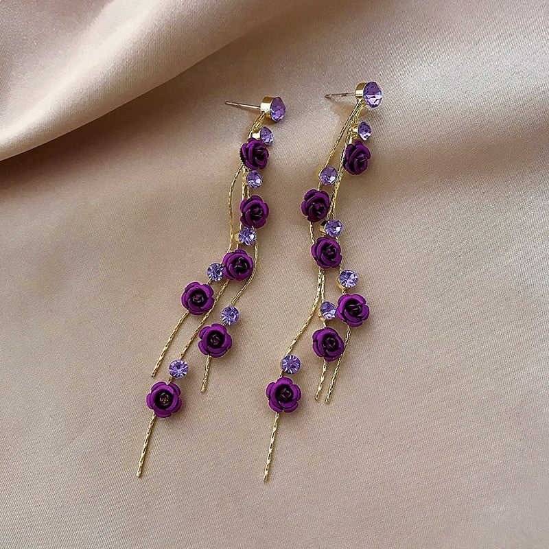 Bijoux d'élégance florale - Boucles d'oreilles roses stimulantes