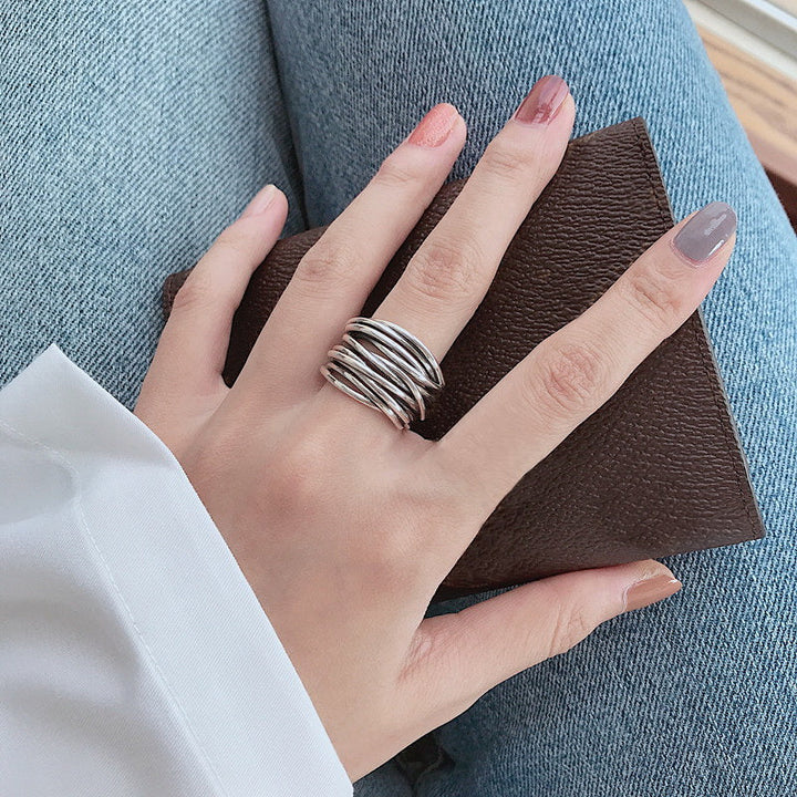 Bague Ajustable en Argent à Couches pour un Style Unique