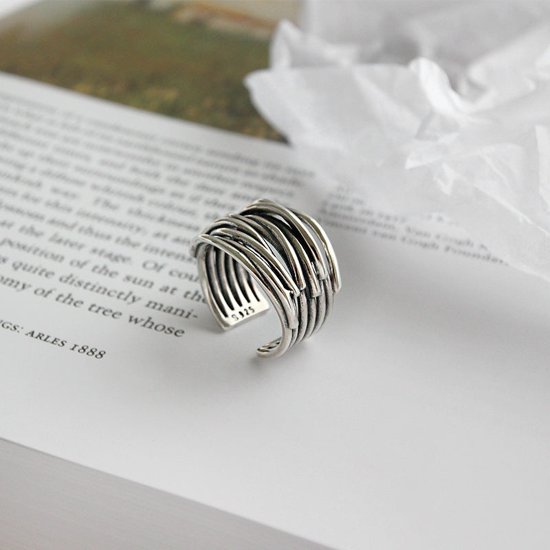 Bague Ajustable en Argent à Couches pour un Style Unique