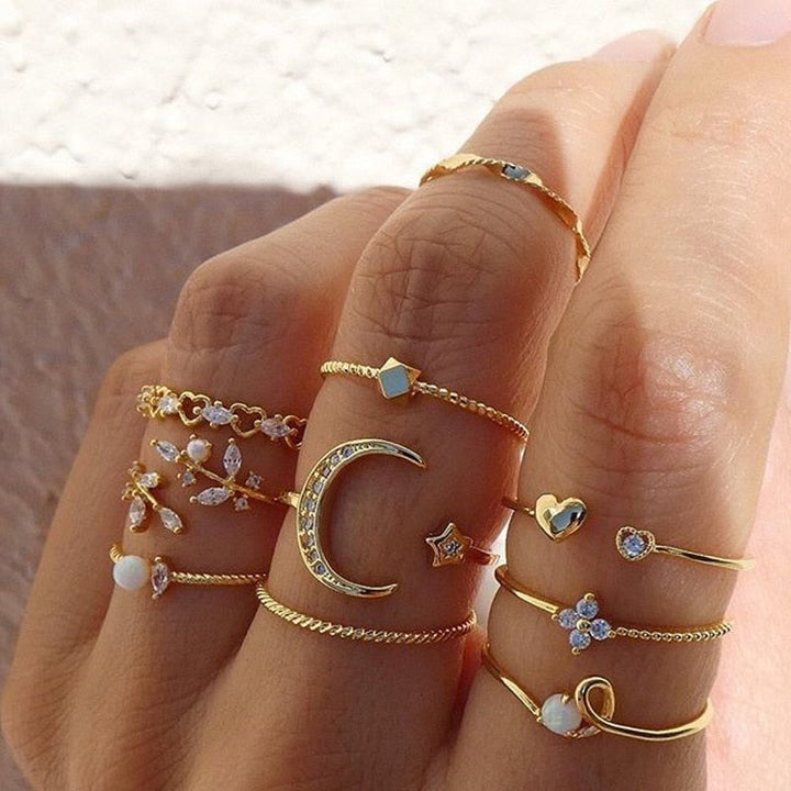 lot de 10 bagues en argent et doré bohémiques pour un style bohème