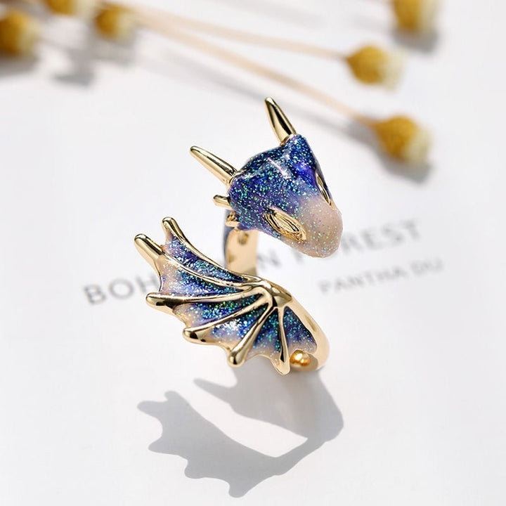 Bague Dragon inspirée de l'anime avec émail peint à la main pour un style unique