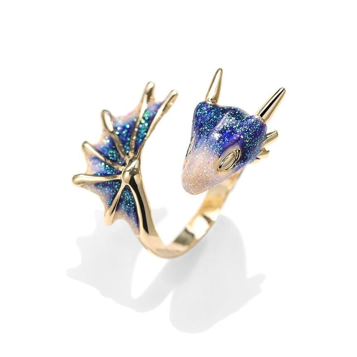 Bague Dragon inspirée de l'anime avec émail peint à la main pour un style unique