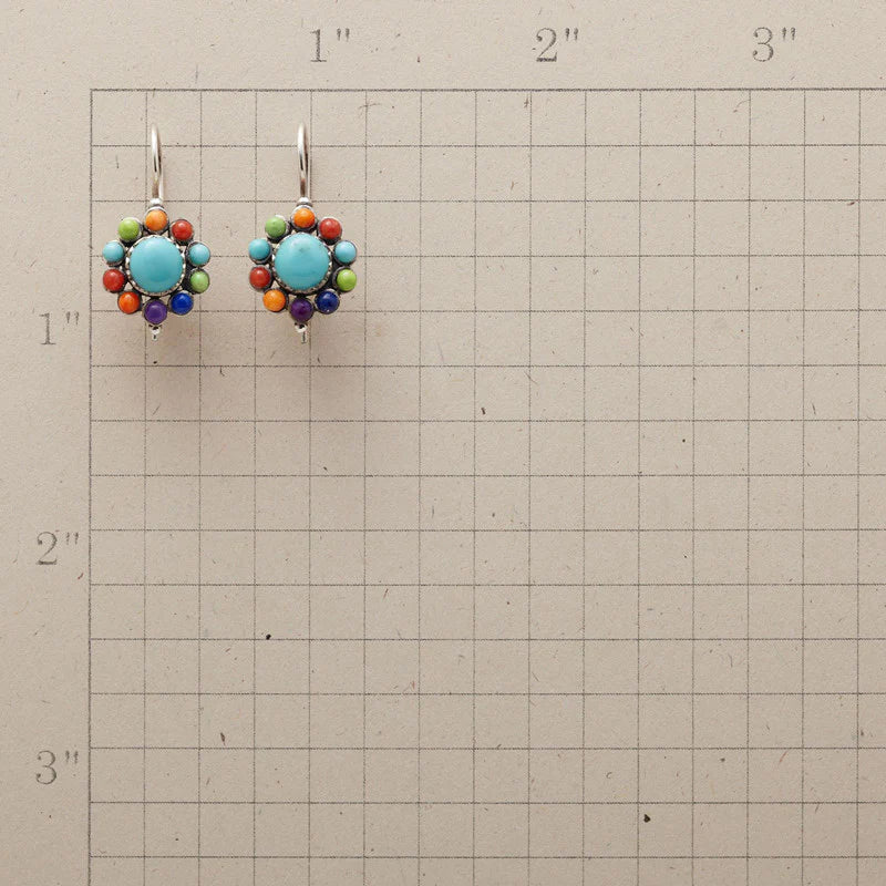 Boucles d'oreilles hoops en turquoise multicolore brillantes