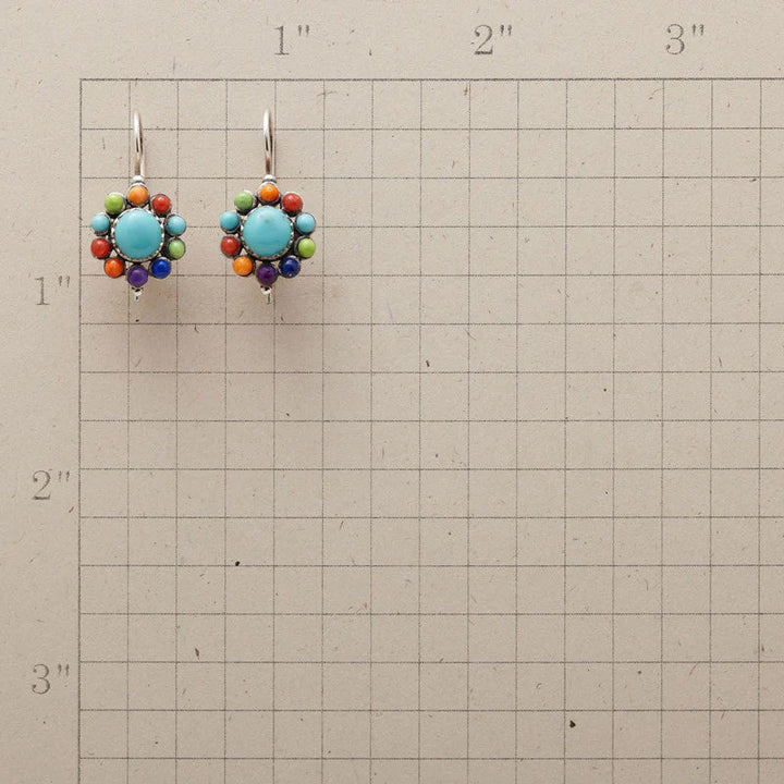Boucles d'oreilles hoops en turquoise multicolore brillantes