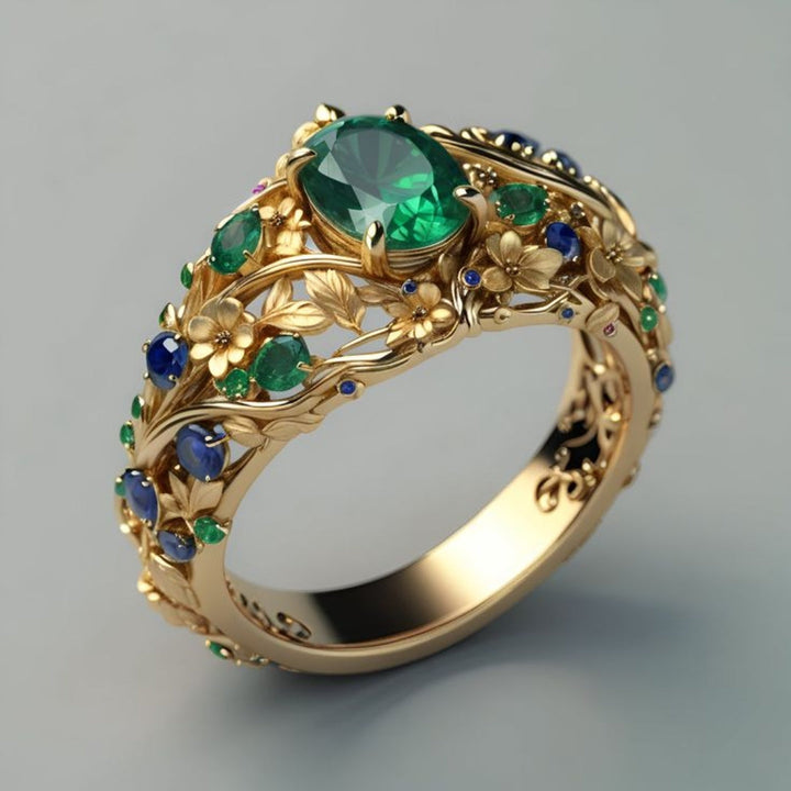 Bague de luxe en émeraude et saphir exclusive