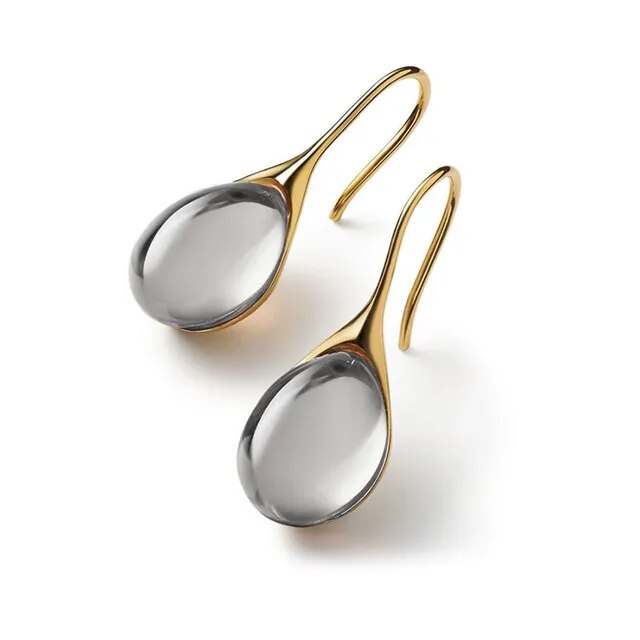 Boucles d'Oreilles Exquises en Cristal, Or et Argent, Élégance Unique