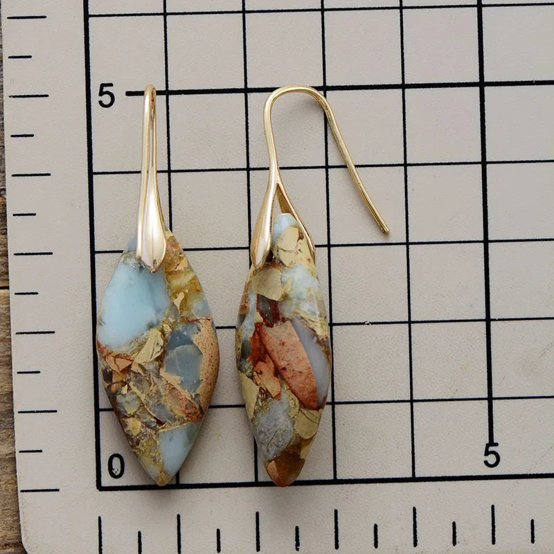 Boucles d'oreilles en pierre naturelle en forme de larme
