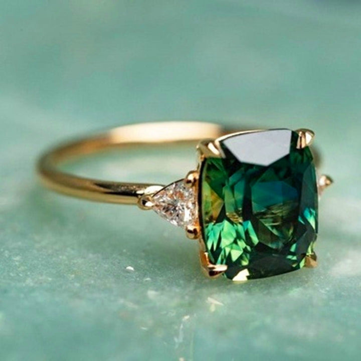 Bijou de chance - Bague en zirconia verte en or