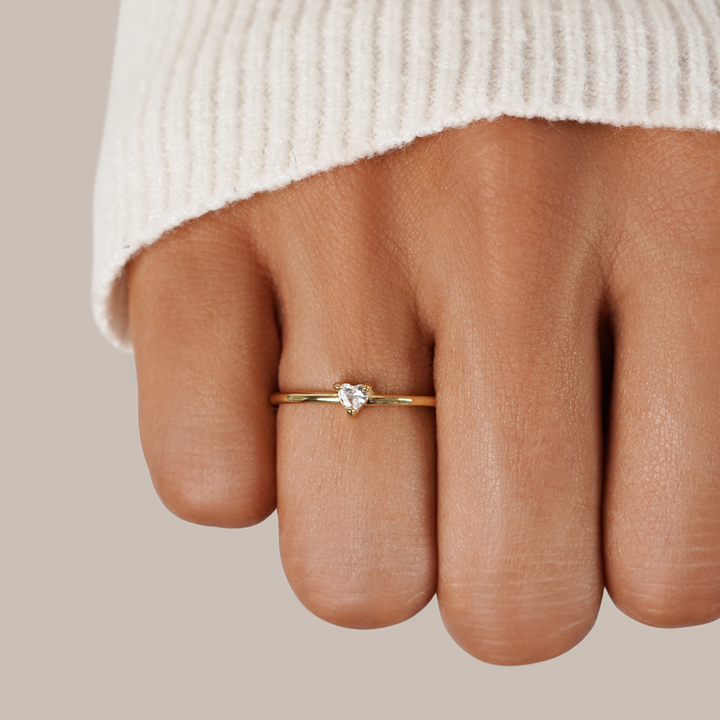 Bague en cœur en cristal - Élégance et brillance pour un style raffiné