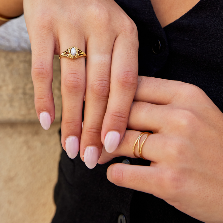 Bague Vintage Élégante avec Perles