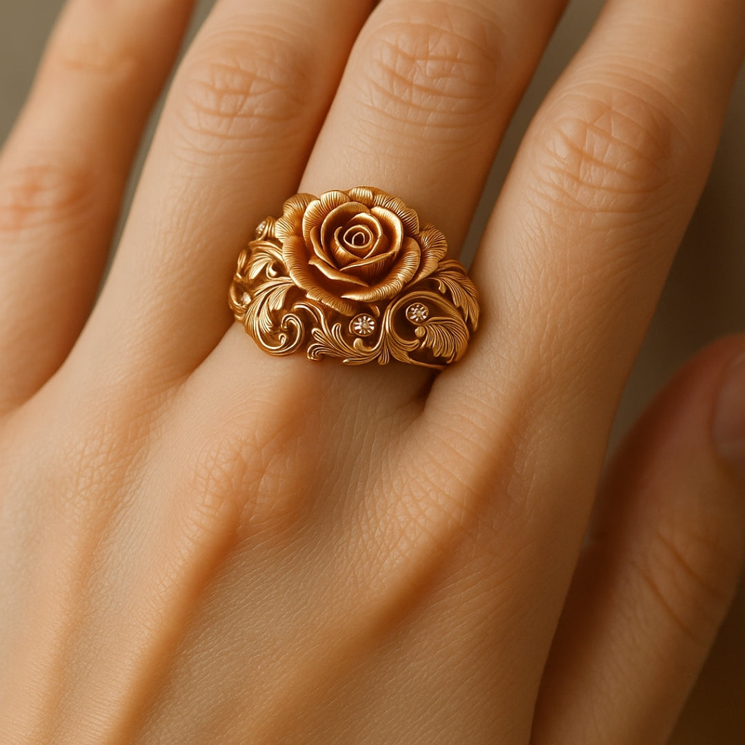 Anneau Fleur Doré Élégant
