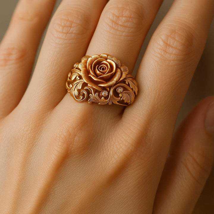 Anneau Fleur Doré Élégant