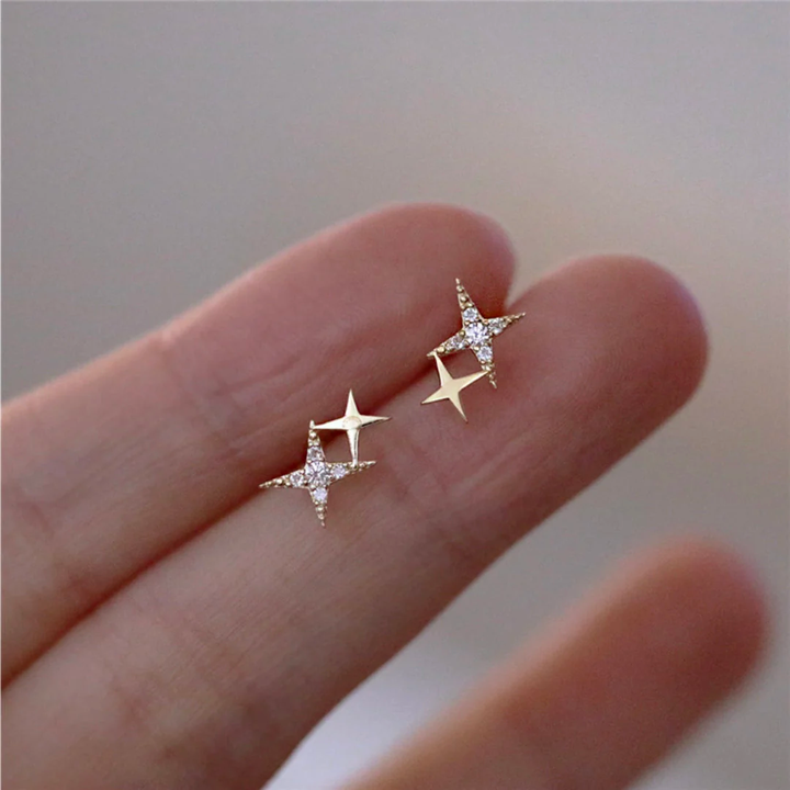 Boucles d'oreilles décoratives en forme d'étoiles brillantes