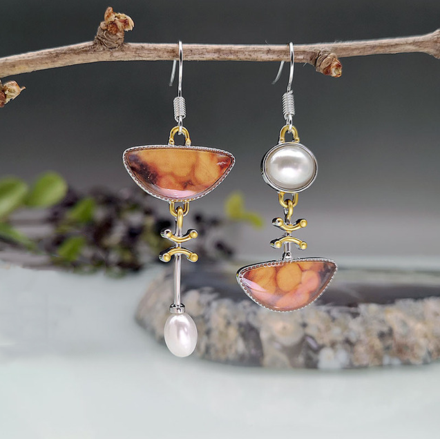 Elodi - Boucles d'oreilles rétro orange charmantes pour un look unique