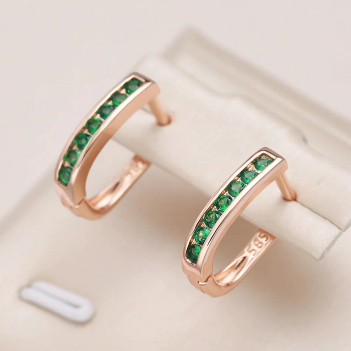 Boucles d'oreilles élégantes avec cristaux vert éblouissants