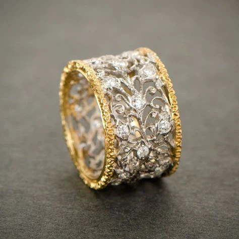 Bague vintage élégante en zircone avec motif Ivy