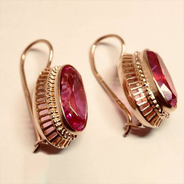 Boucles d'oreilles vintage roses avec cristaux en forme de rose