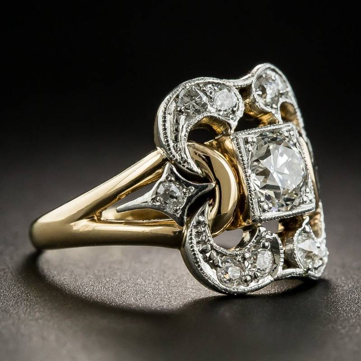 Bague Vintage Élégante en Zirconium Or – Style Intemporel et Sophistication Scintillante