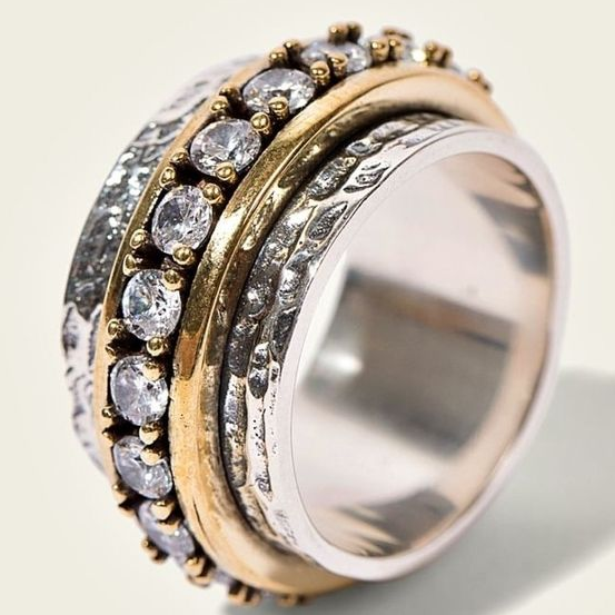 Bague Vintage Élégante en Or et Argent - Accessoire de Style Intemporel