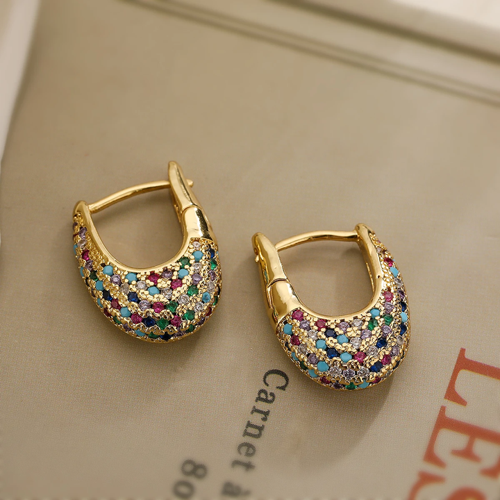 Boucles d'Oreilles Élégantes avec Cristaux Colorés pour un Style Chic et Lumineux