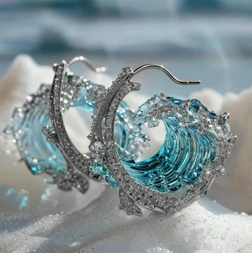 Boucles d'oreilles élégantes océaniques - symbole de la promesse d'amour