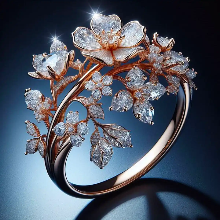 Bijou Élégant en Cristal en Forme d'Anneau avec Fleur de Cristal Bright
