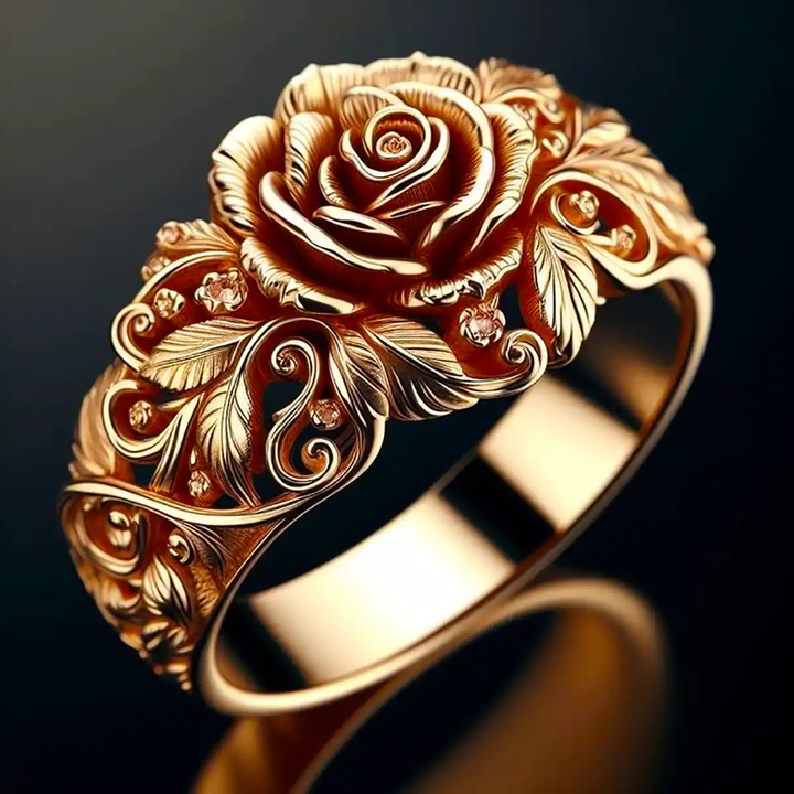 Anneau Fleur Doré Élégant