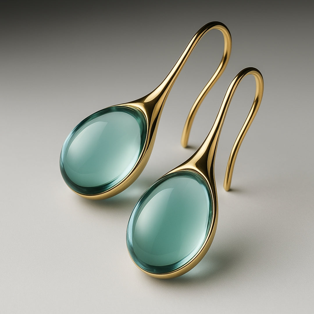 Boucles d'oreilles en cristal élégantes en forme de goutte en or et en argent