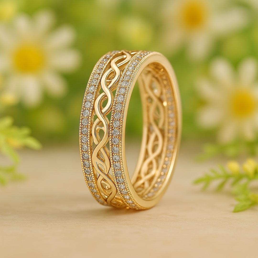 Bague en or creux lumineuse élégante pour un look spectaculaire