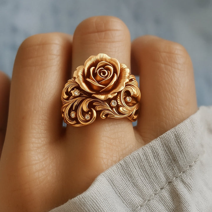 Anneau Fleur Doré Élégant