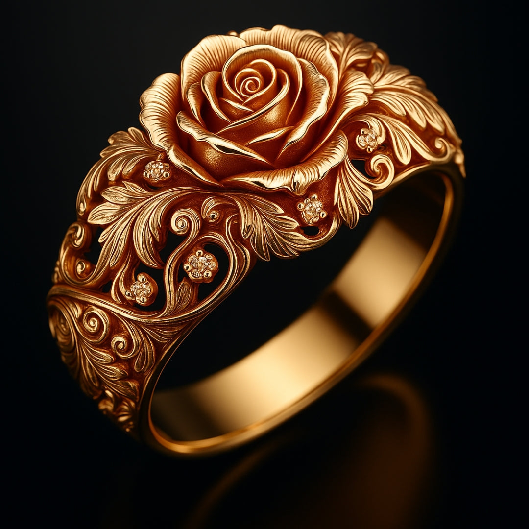 Anneau Fleur Doré Élégant