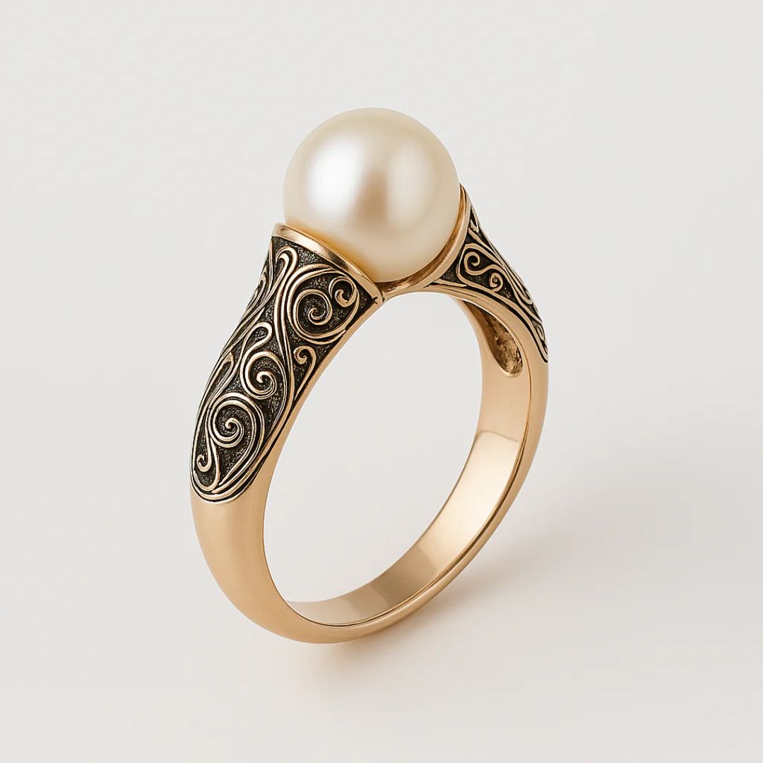 Bague vintage élégante en perle naturelle
