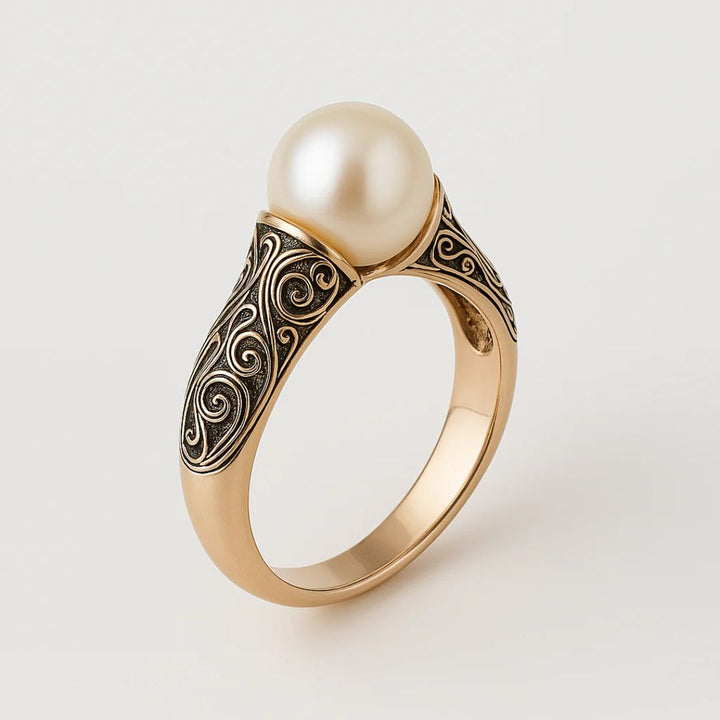 Bague vintage élégante en perle naturelle